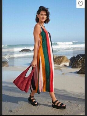 Next Color Block Striped Maxi Dress Boho Beach
